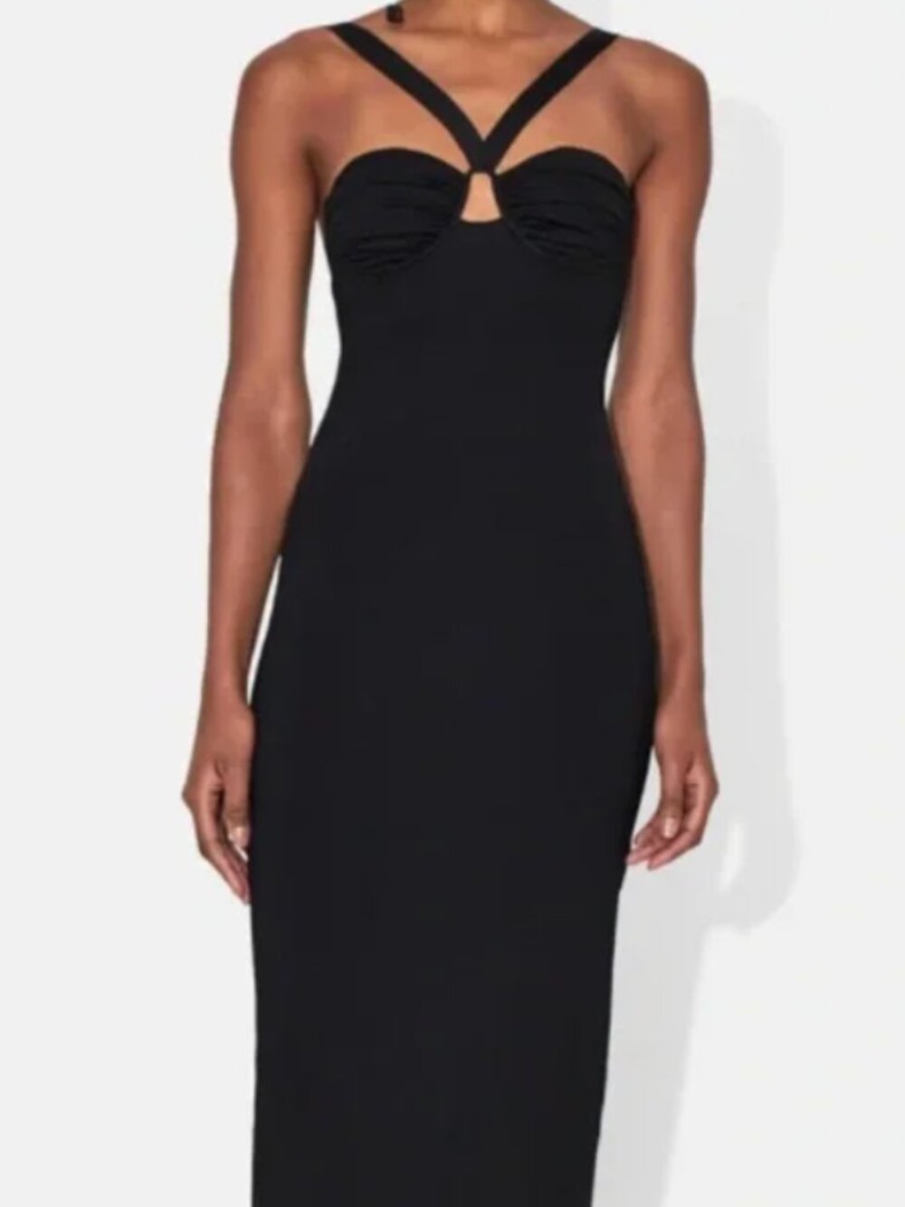Galvan London Ruched Venus Dress Midi Black Size Large